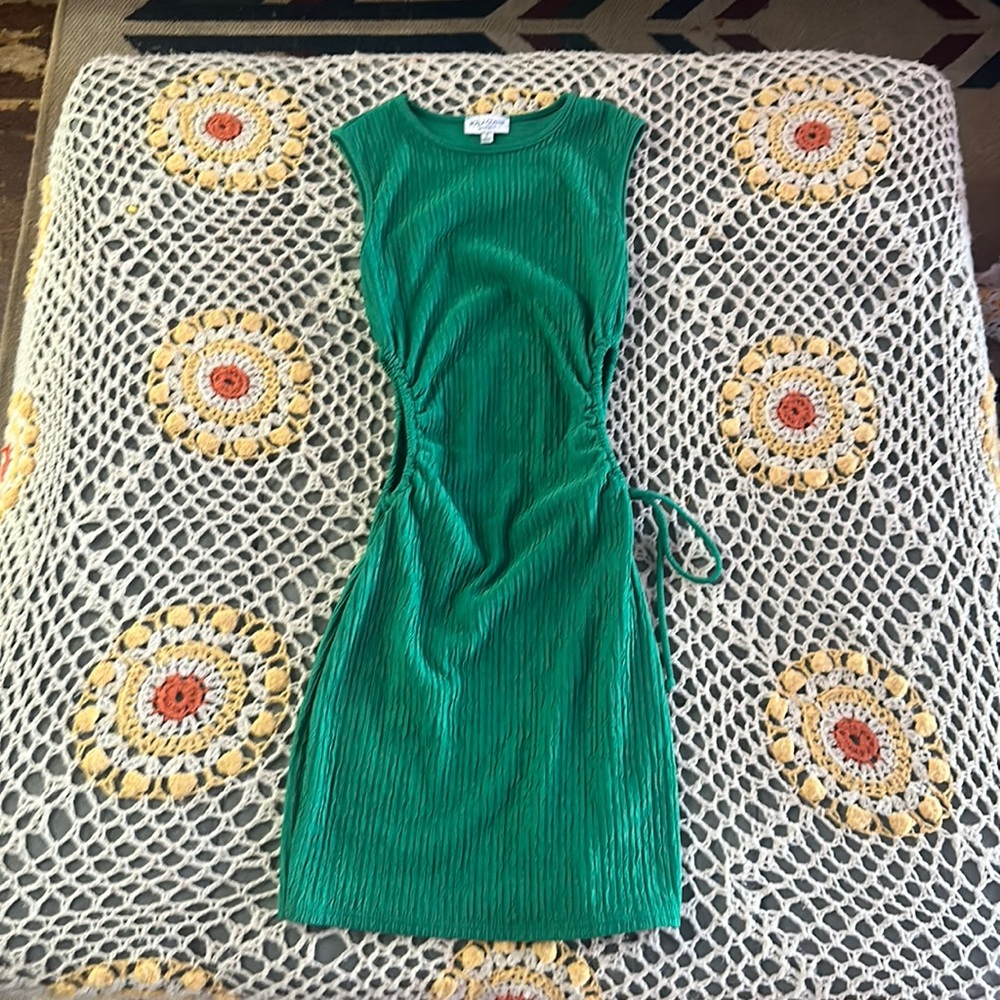 Rolla Coaster Green Side Tie Mini Dress